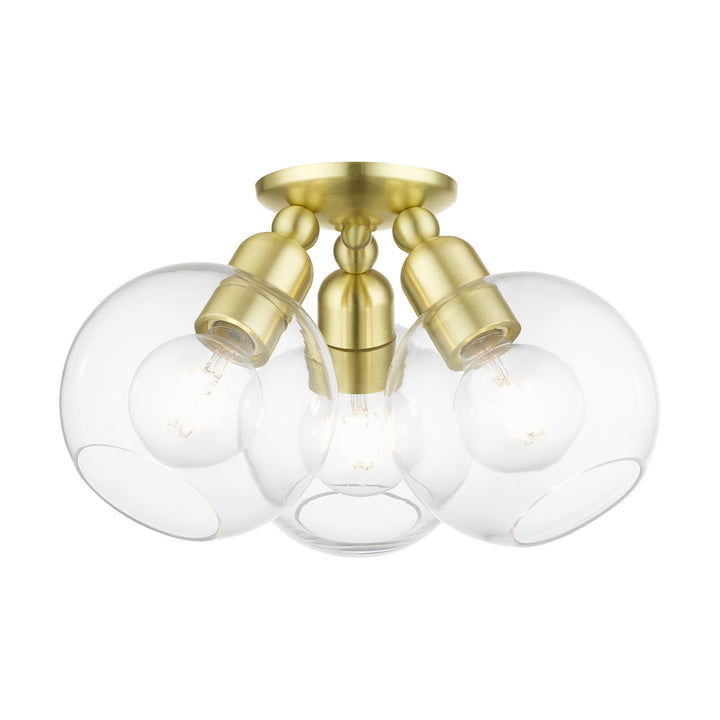 3 Light Satin Brass Sphere Semi-Flush by Livex Lighting