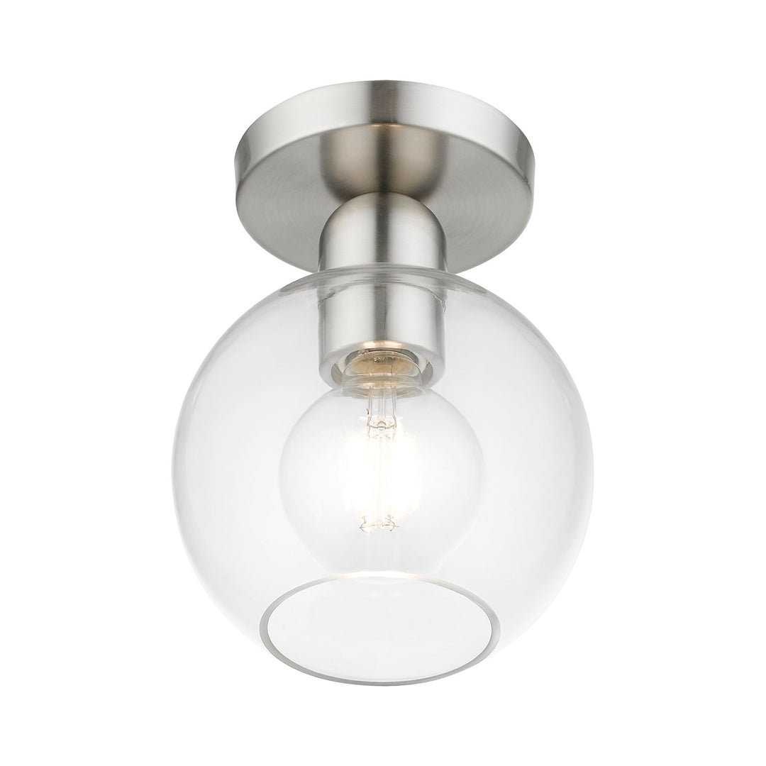 1 Light Brushed Nickel Sphere Semi-Flush
