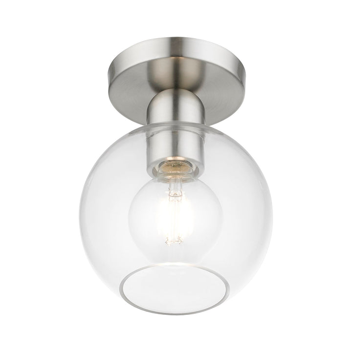 1 Light Brushed Nickel Sphere Semi-Flush