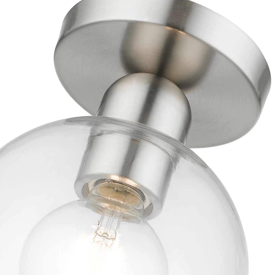 1 Light Brushed Nickel Sphere Semi-Flush