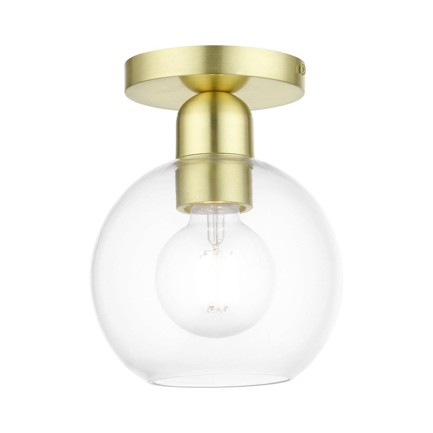 1 Light Satin Brass Sphere Semi-Flush by Livex Lighting