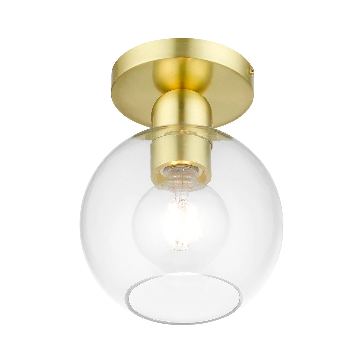 1 Light Satin Brass Sphere Semi-Flush