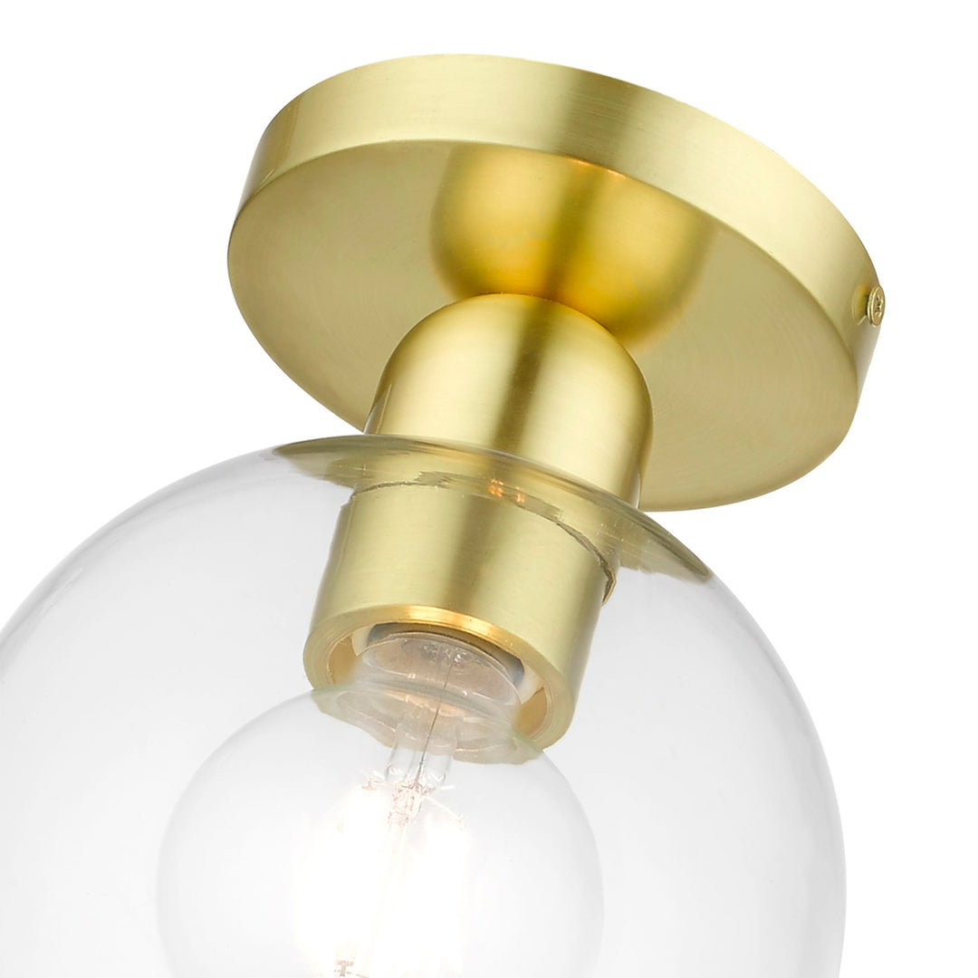 1 Light Satin Brass Sphere Semi-Flush