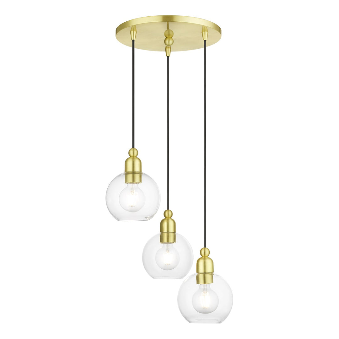 3 Light Satin Brass Sphere Multi Pendant by Livex Lighting