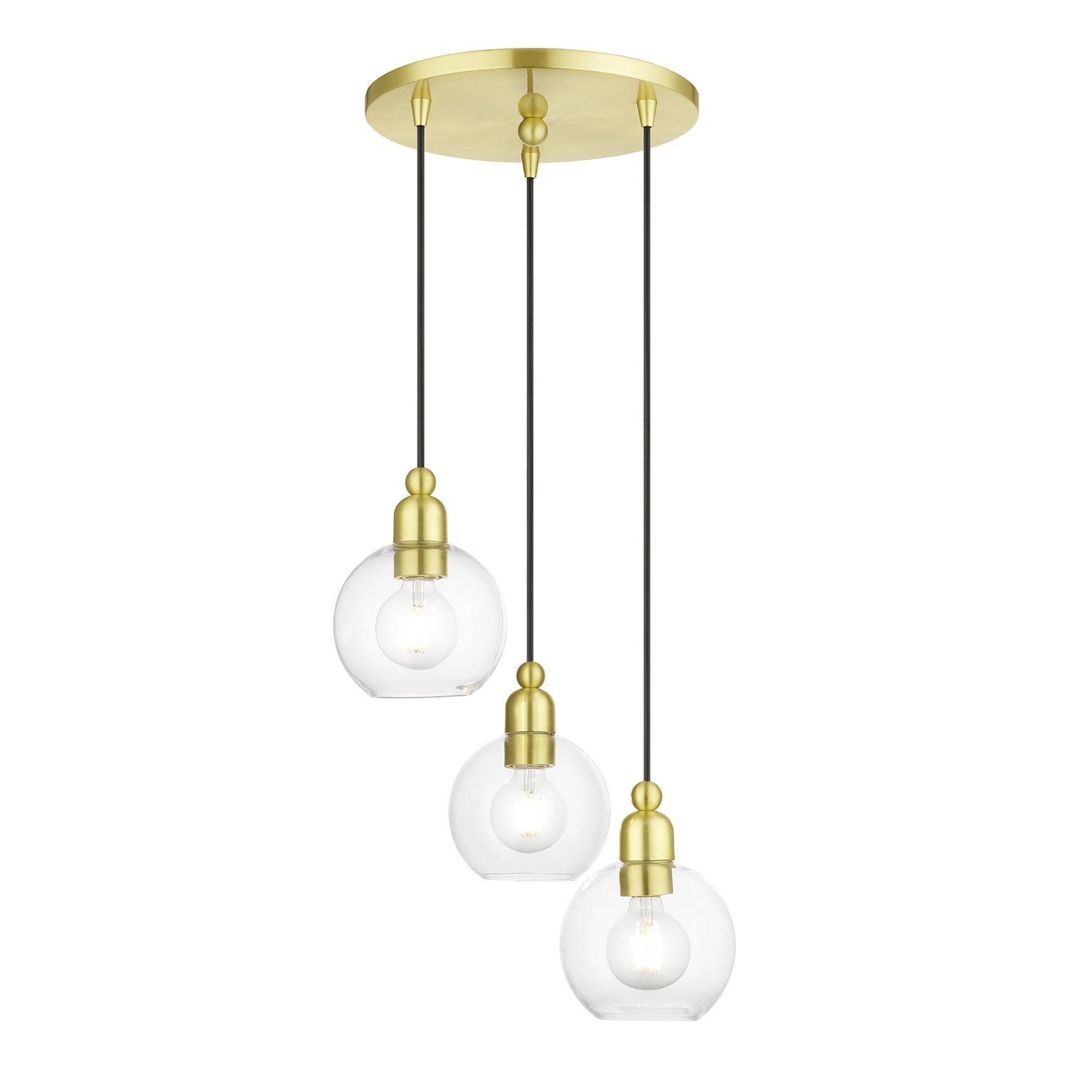 3 Light Satin Brass Sphere Multi Pendant by Livex Lighting