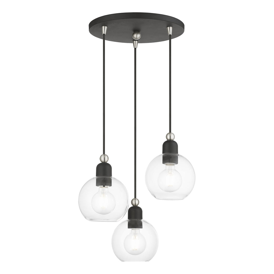 3 Light Black With Brushed Nickel Accents Sphere Multi Pendant by Livex Lighting