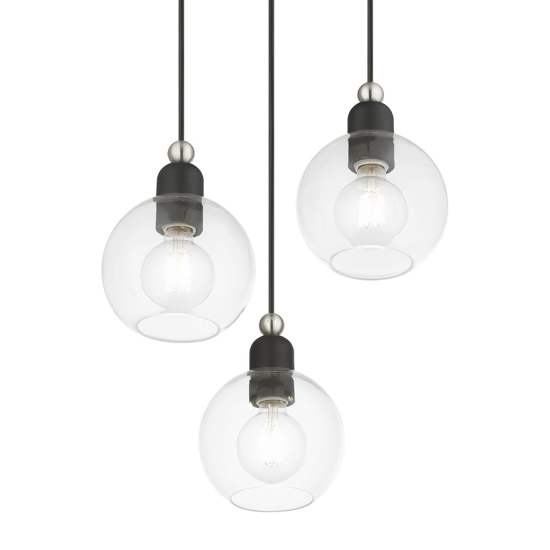 3 Light Black With Brushed Nickel Accents Sphere Multi Pendant