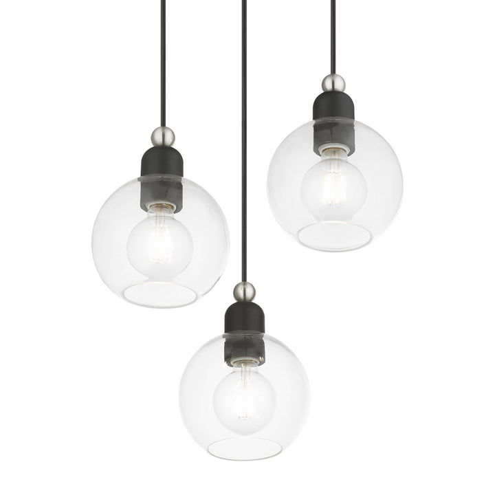 3 Light Black With Brushed Nickel Accents Sphere Multi Pendant