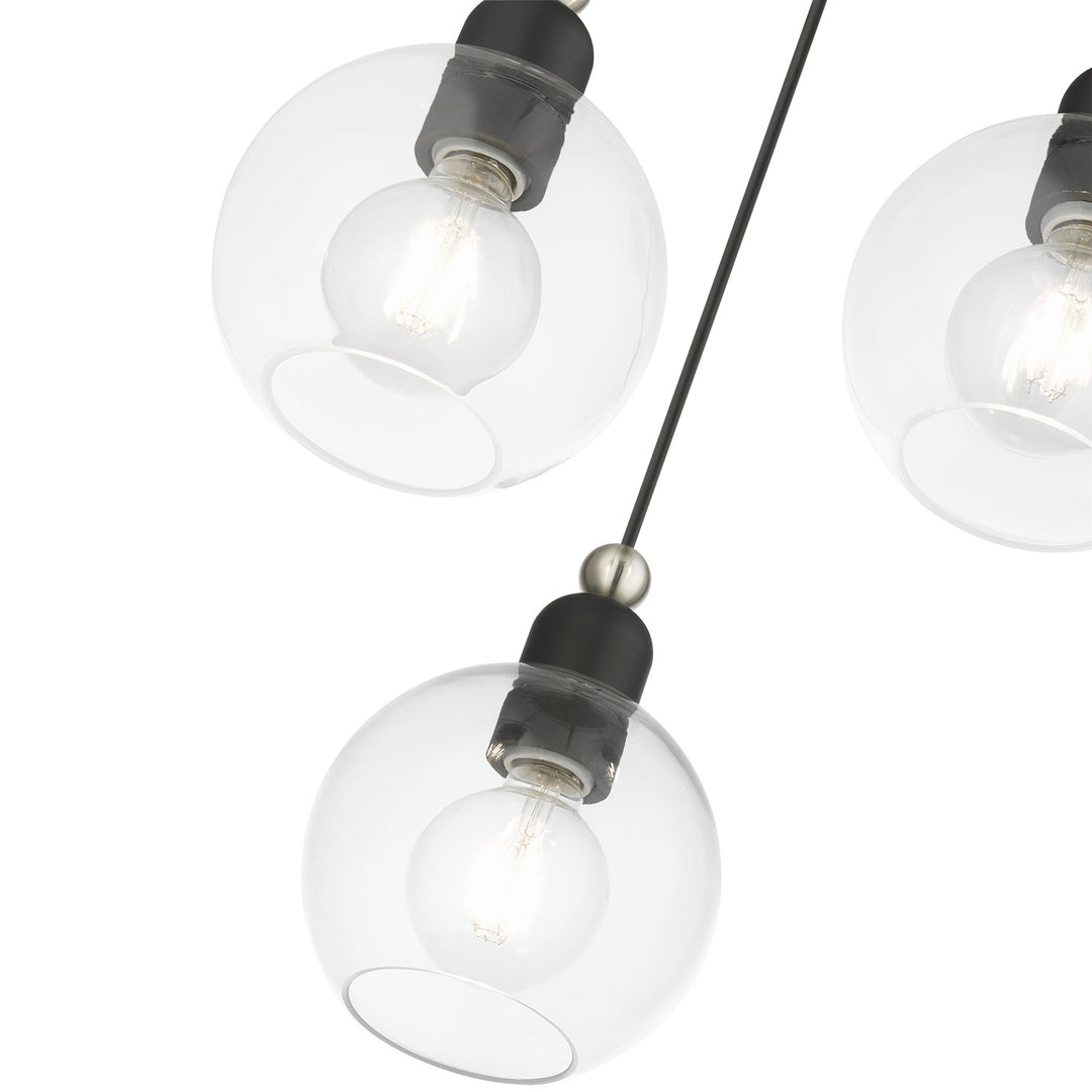 3 Light Black With Brushed Nickel Accents Sphere Multi Pendant