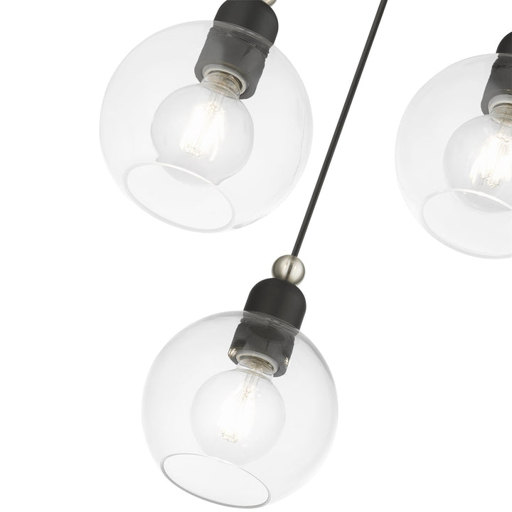 3 Light Black With Brushed Nickel Accents Sphere Multi Pendant