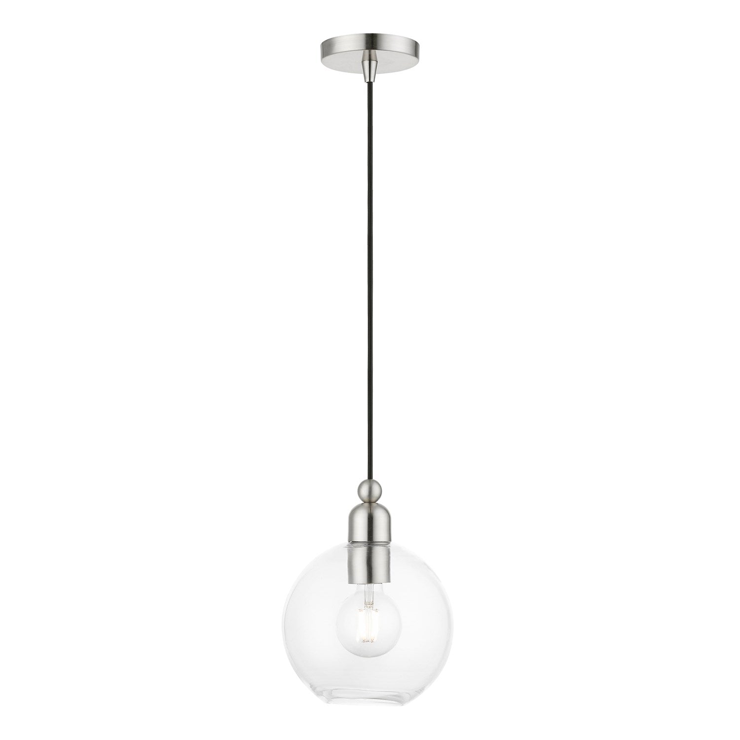 1 Light Brushed Nickel Sphere Pendant by Livex Lighting
