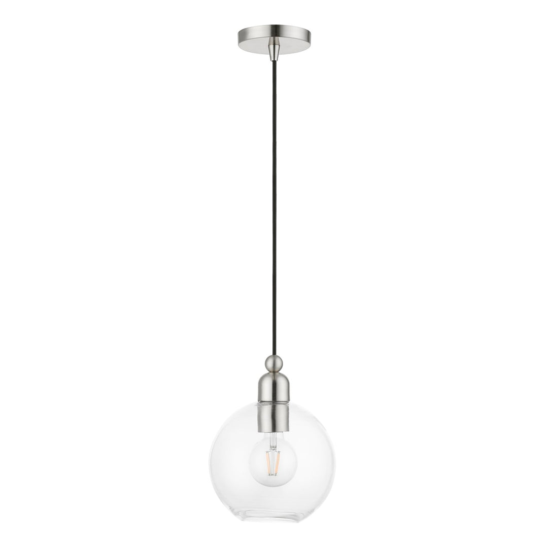 1 Light Brushed Nickel Sphere Pendant