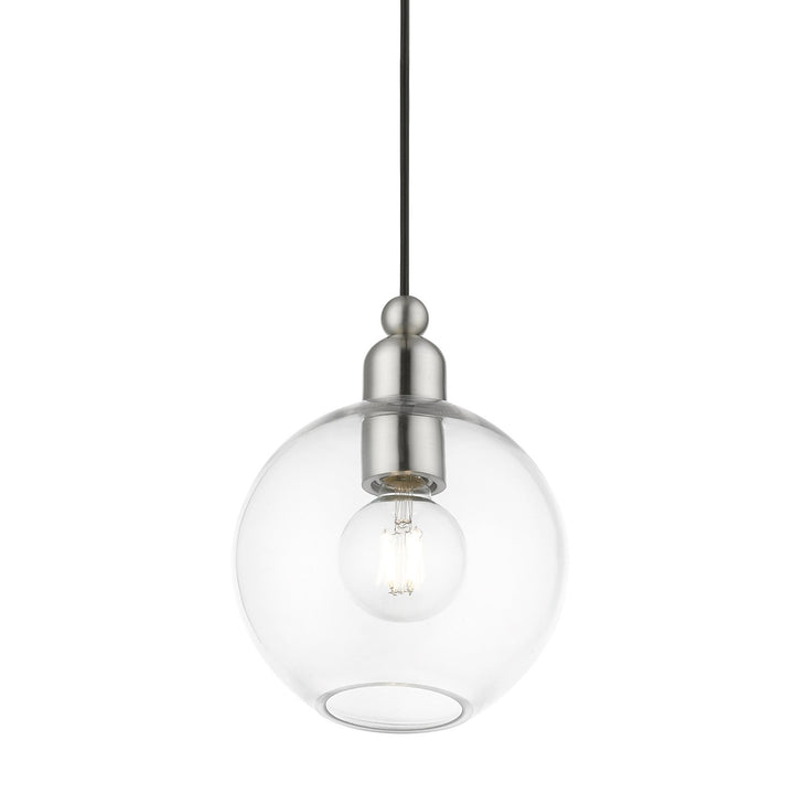 1 Light Brushed Nickel Sphere Pendant