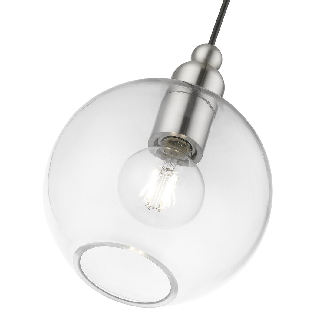 1 Light Brushed Nickel Sphere Pendant