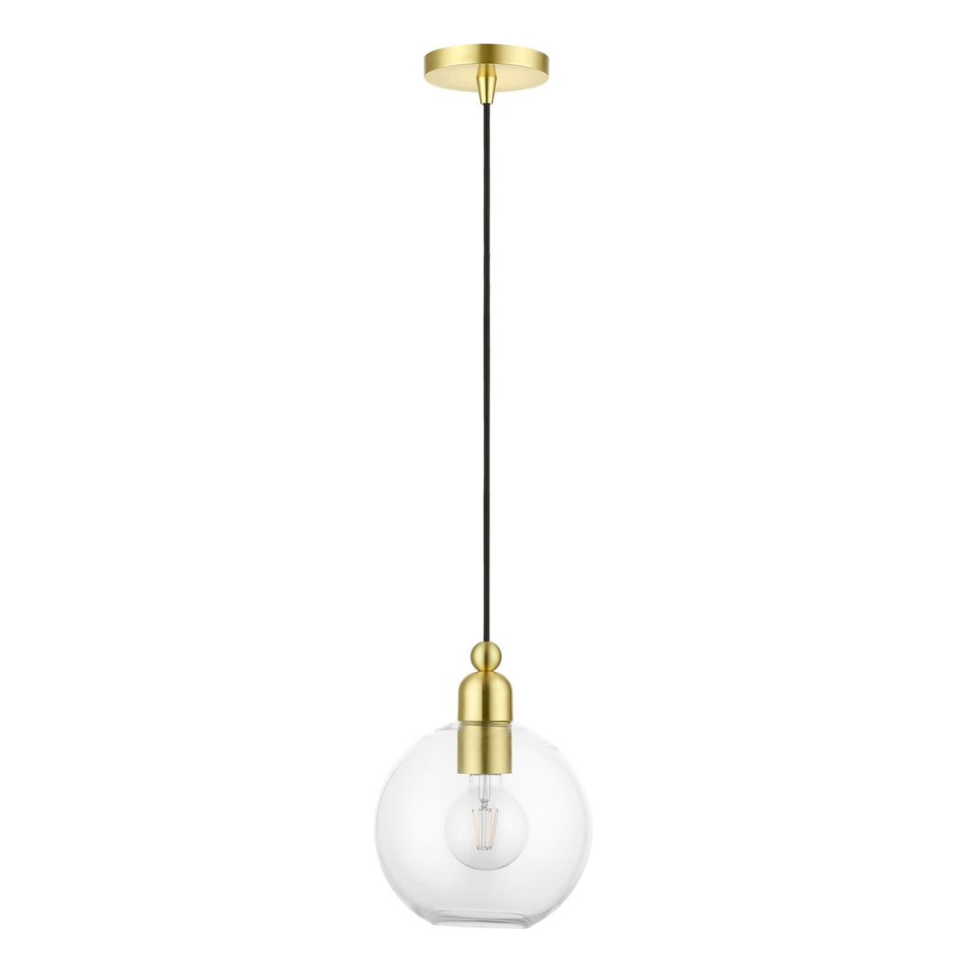 1 Light Satin Brass Sphere Pendant