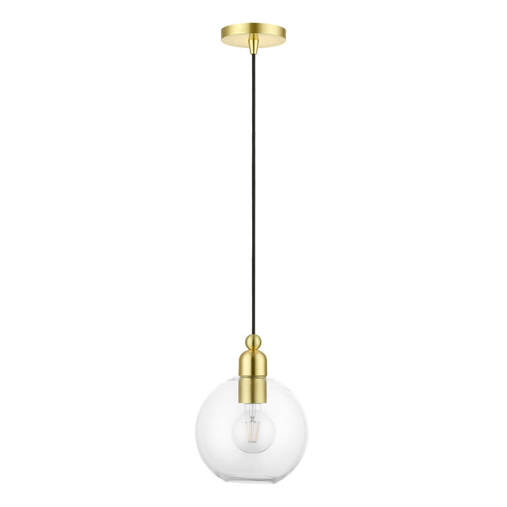 1 Light Satin Brass Sphere Pendant