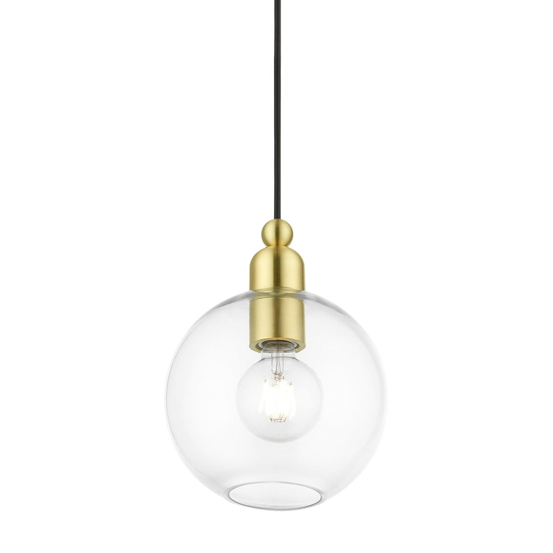 1 Light Satin Brass Sphere Pendant