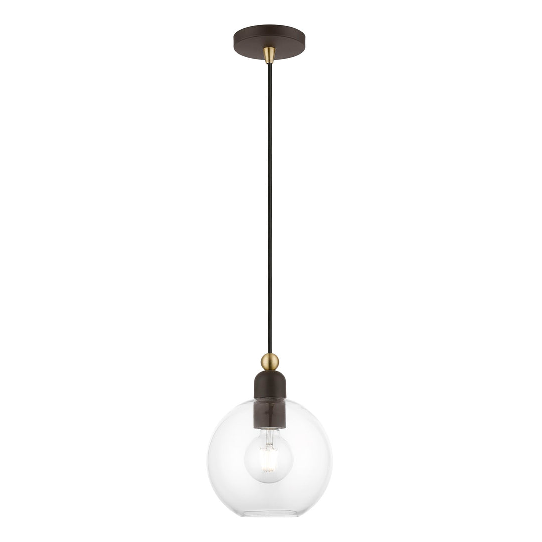 1 Light Bronze With Antique Brass Accents Sphere Pendant by Livex Lighting