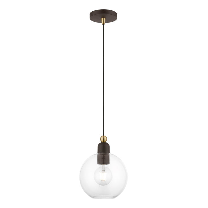1 Light Bronze With Antique Brass Accents Sphere Pendant by Livex Lighting