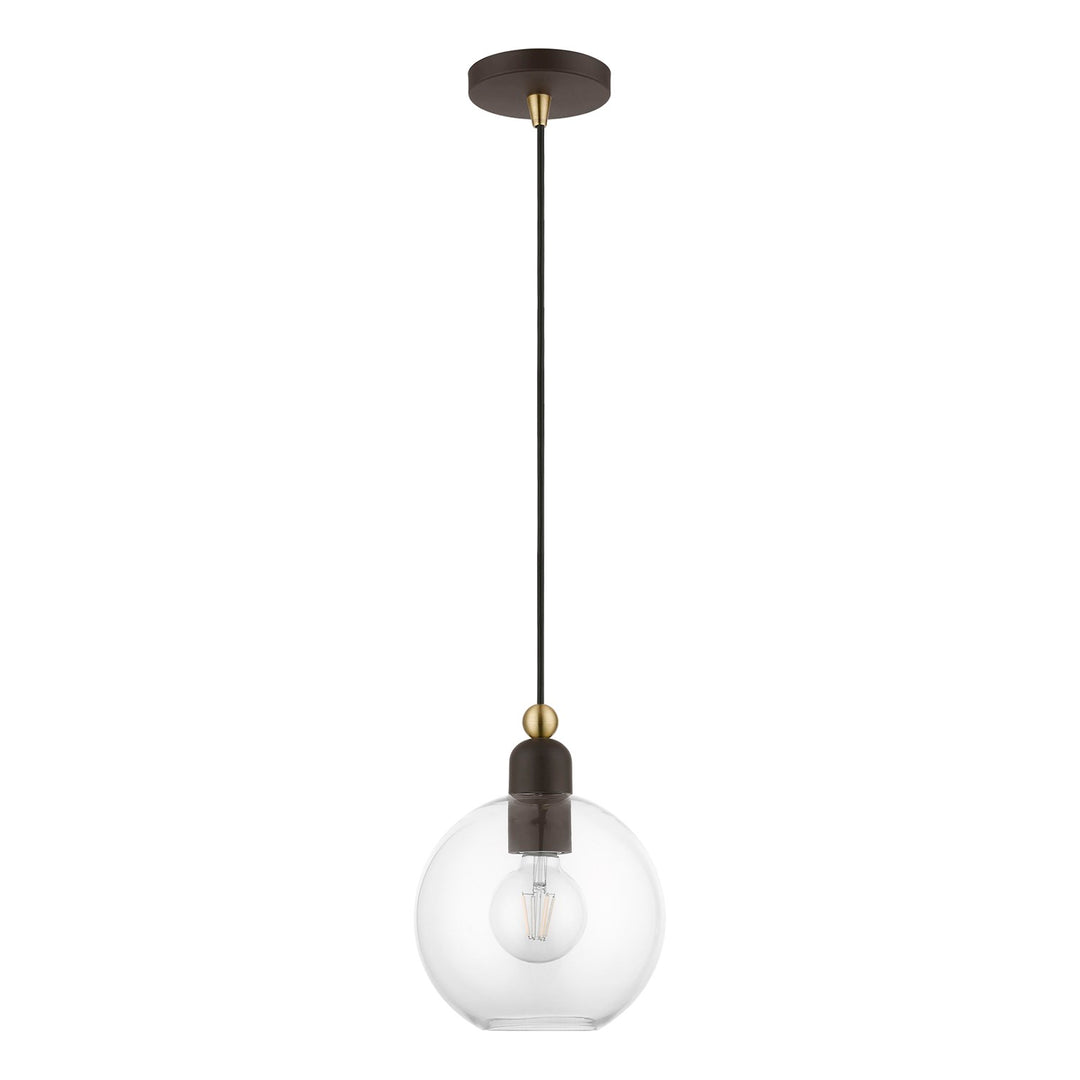 1 Light Bronze With Antique Brass Accents Sphere Pendant