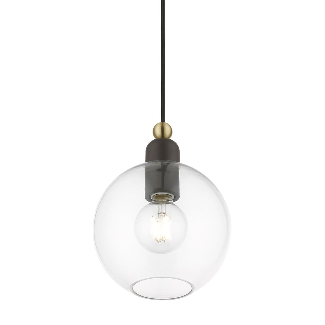 1 Light Bronze With Antique Brass Accents Sphere Pendant