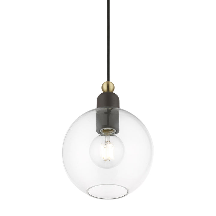 1 Light Bronze With Antique Brass Accents Sphere Pendant