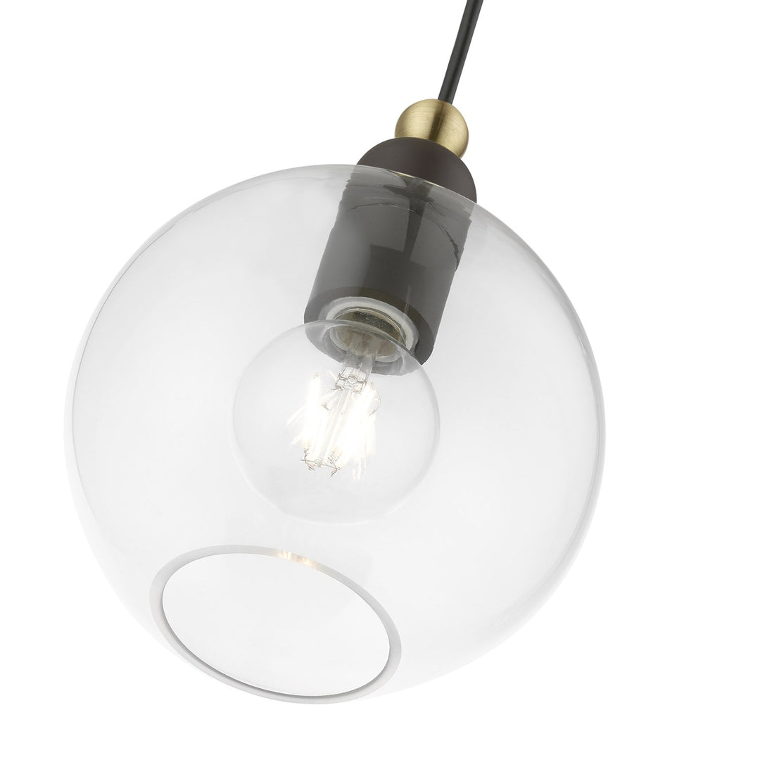 1 Light Bronze With Antique Brass Accents Sphere Pendant