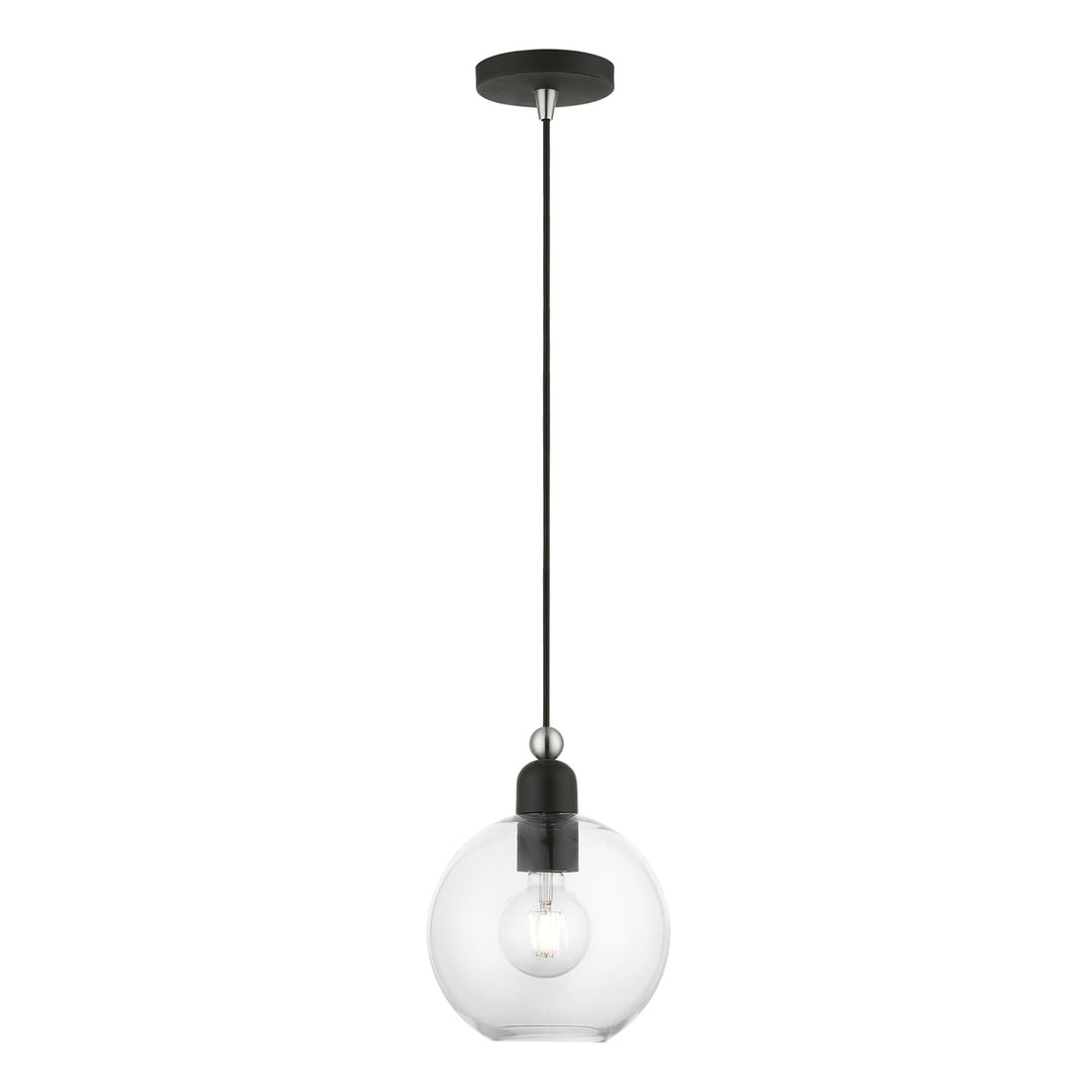 1 Light Black With Brushed Nickel Accents Sphere Pendant by Livex Lighting