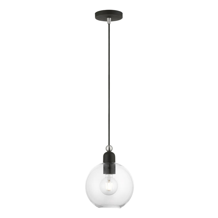 1 Light Black With Brushed Nickel Accents Sphere Pendant by Livex Lighting