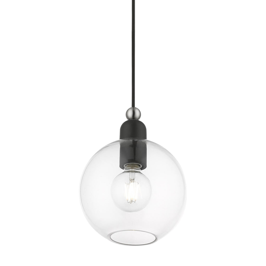 1 Light Black With Brushed Nickel Accents Sphere Pendant