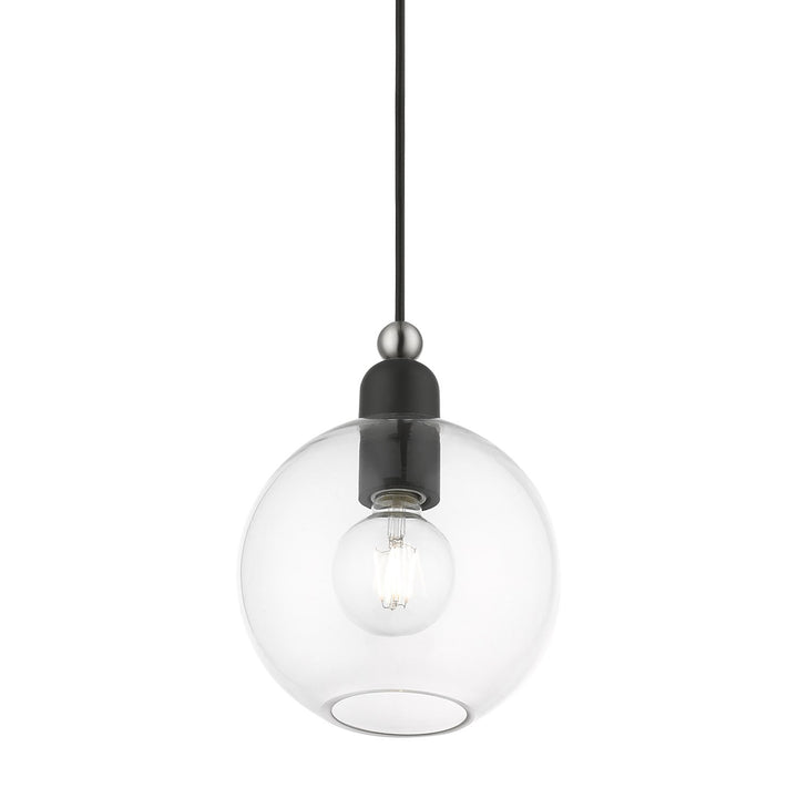 1 Light Black With Brushed Nickel Accents Sphere Pendant