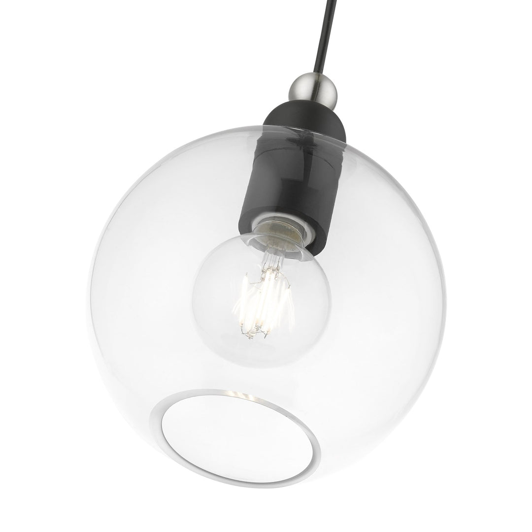 1 Light Black With Brushed Nickel Accents Sphere Pendant