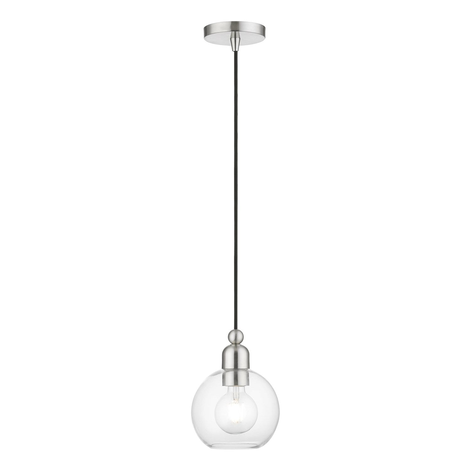 1 Light Brushed Nickel Sphere Mini Pendant by Livex Lighting