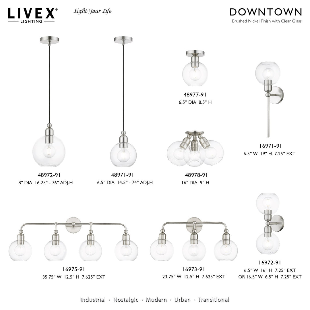 1 Light Brushed Nickel Sphere Mini Pendant