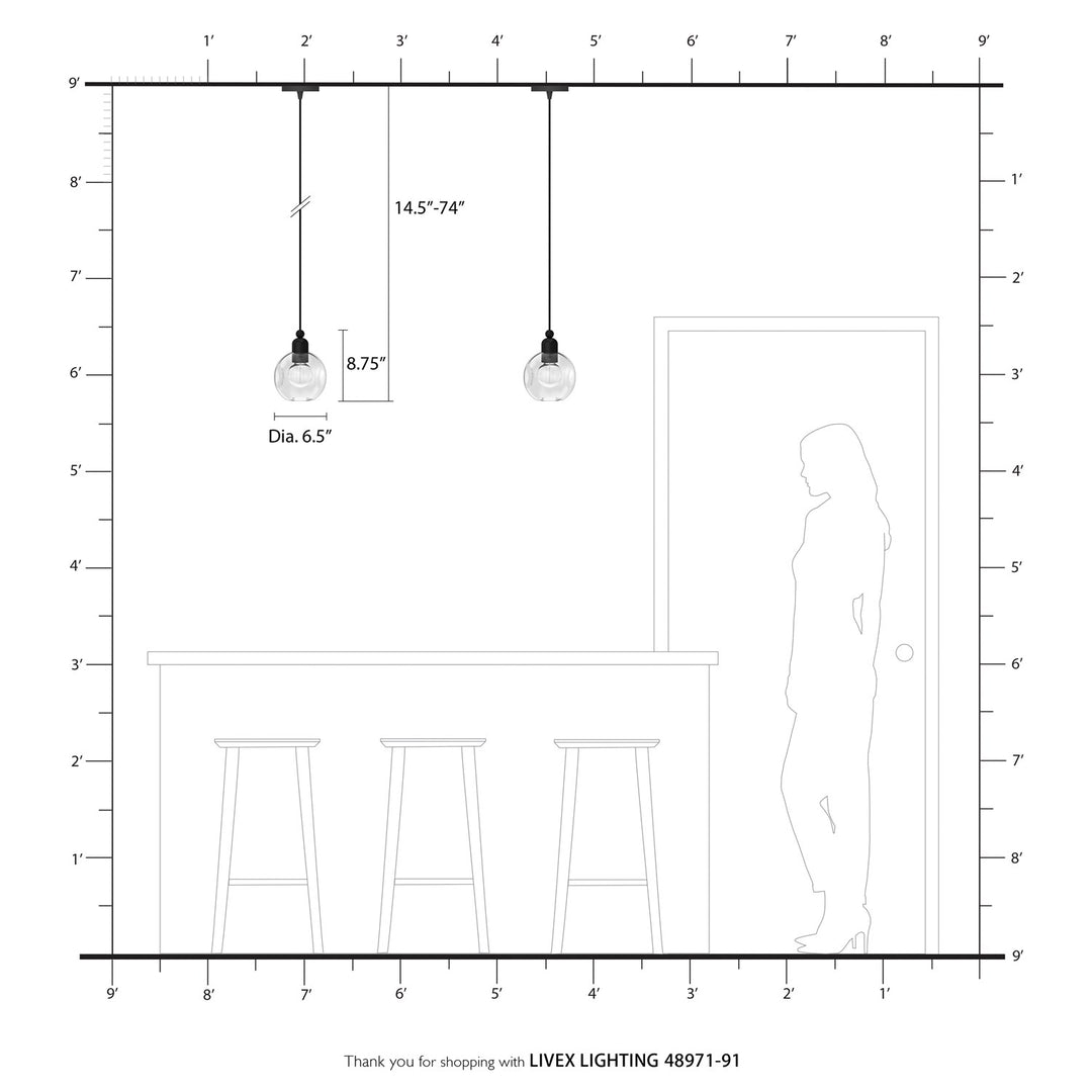 1 Light Brushed Nickel Sphere Mini Pendant