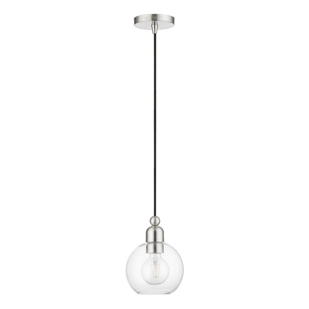 1 Light Brushed Nickel Sphere Mini Pendant