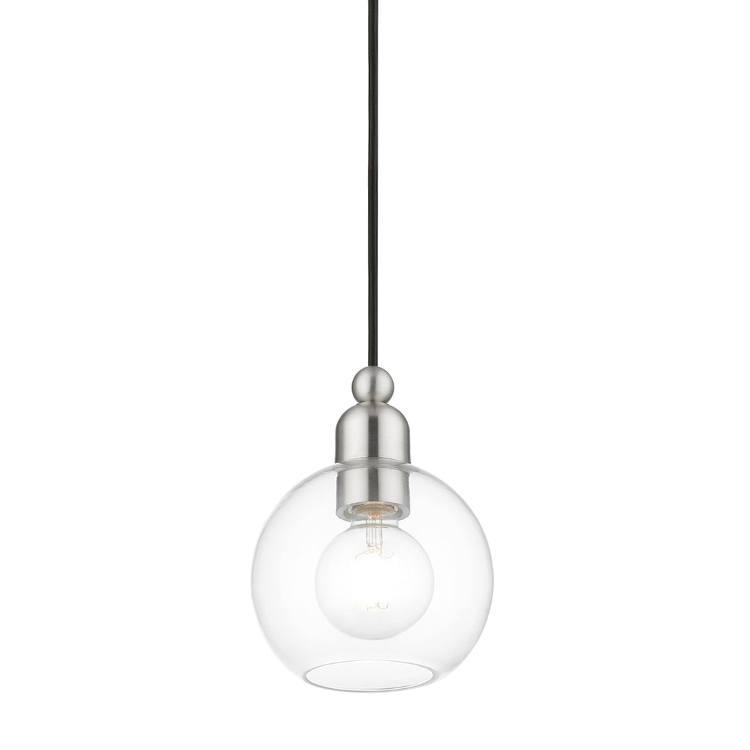 1 Light Brushed Nickel Sphere Mini Pendant
