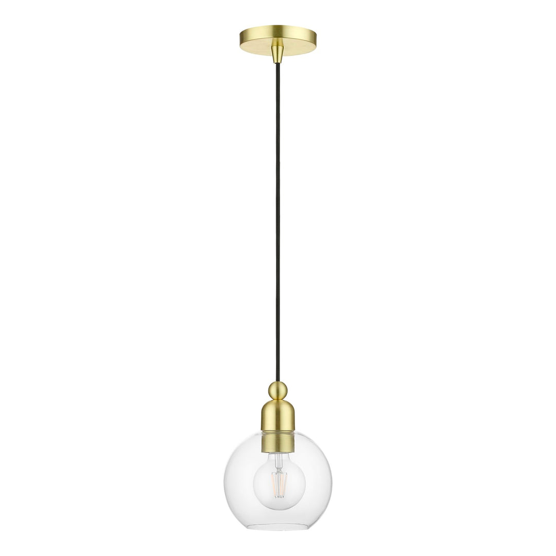 1 Light Satin Brass Sphere Mini Pendant