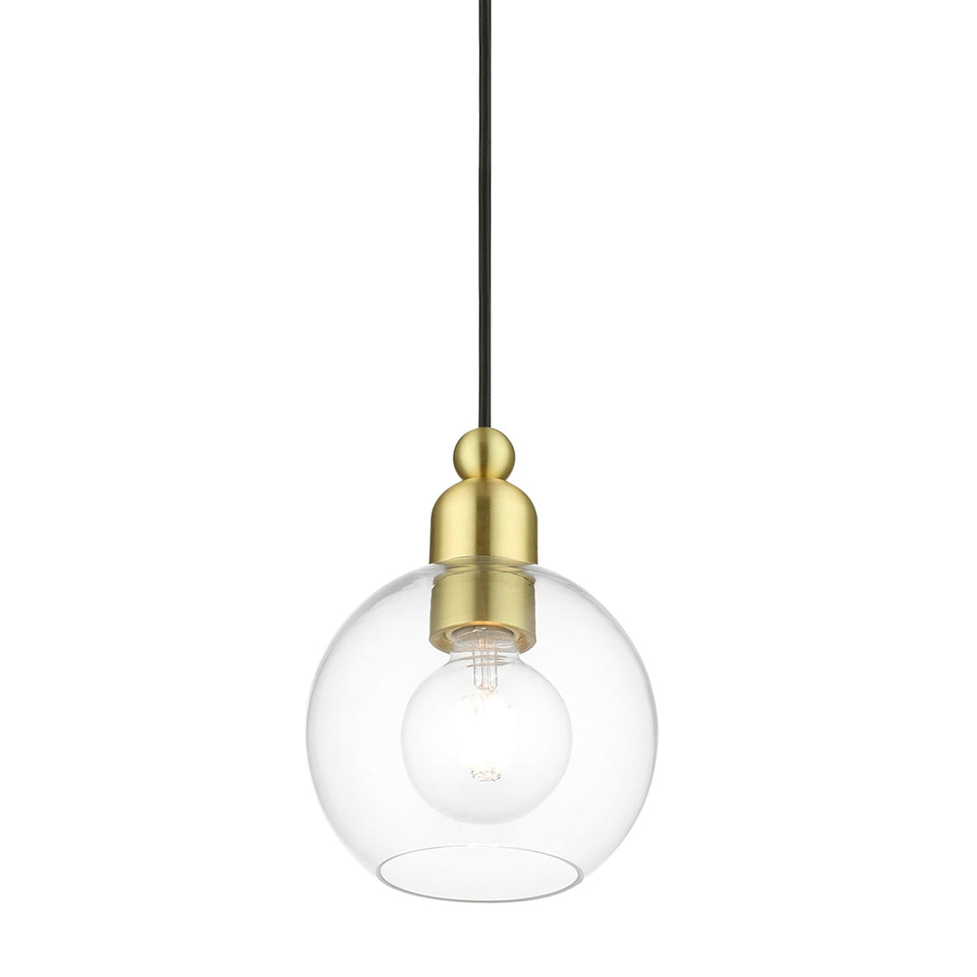 1 Light Satin Brass Sphere Mini Pendant