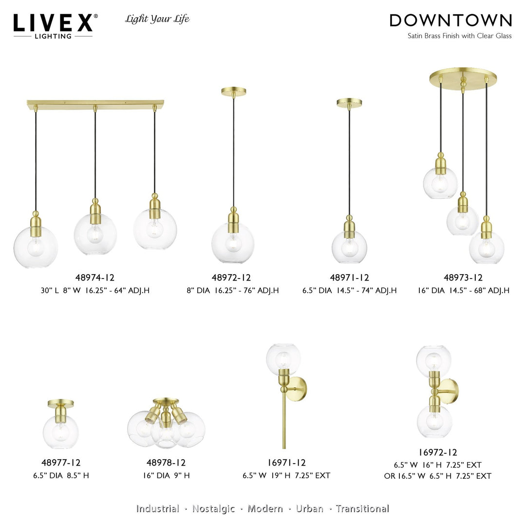 1 Light Satin Brass Sphere Mini Pendant