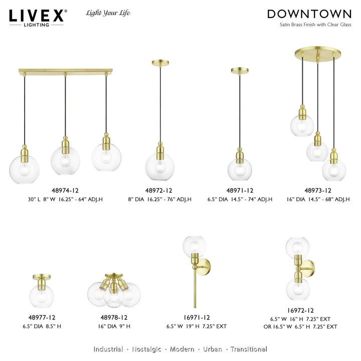 1 Light Satin Brass Sphere Mini Pendant