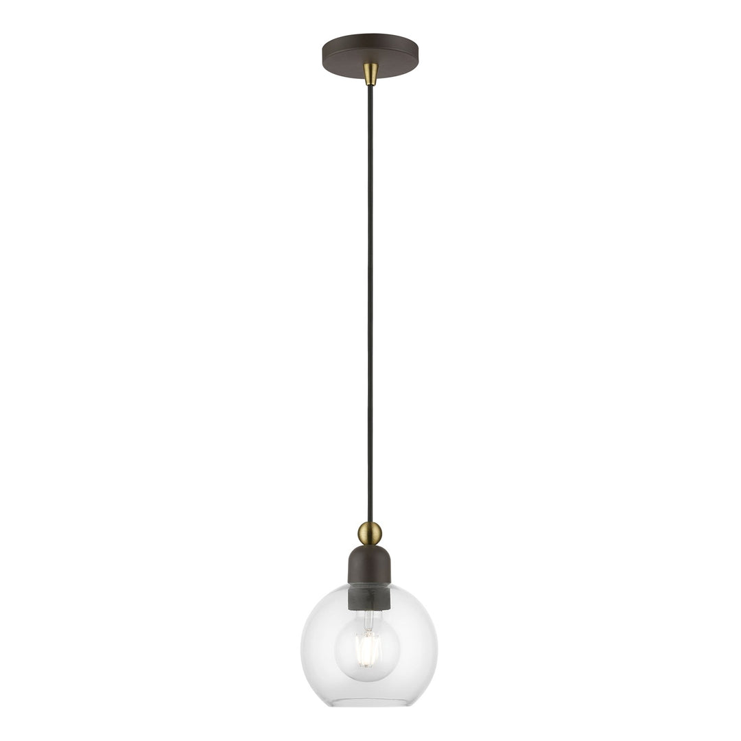 1 Light Bronze With Antique Brass Accents Sphere Mini Pendant by Livex Lighting