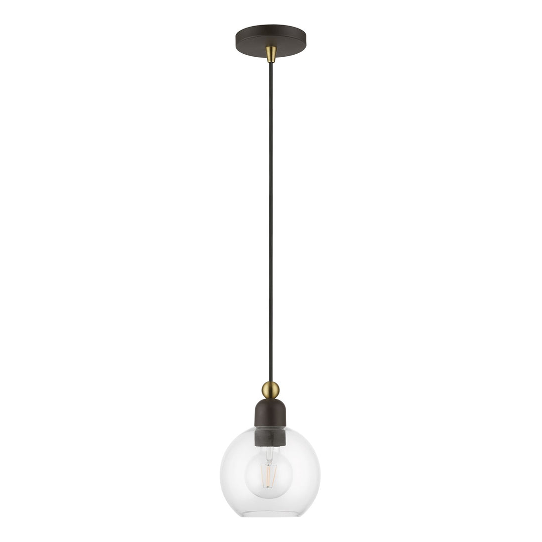 1 Light Bronze With Antique Brass Accents Sphere Mini Pendant
