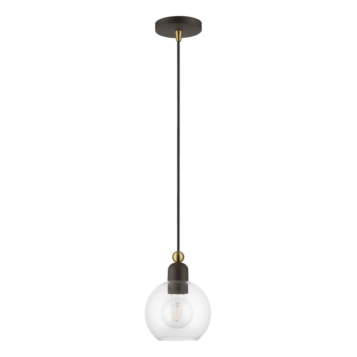 1 Light Bronze With Antique Brass Accents Sphere Mini Pendant