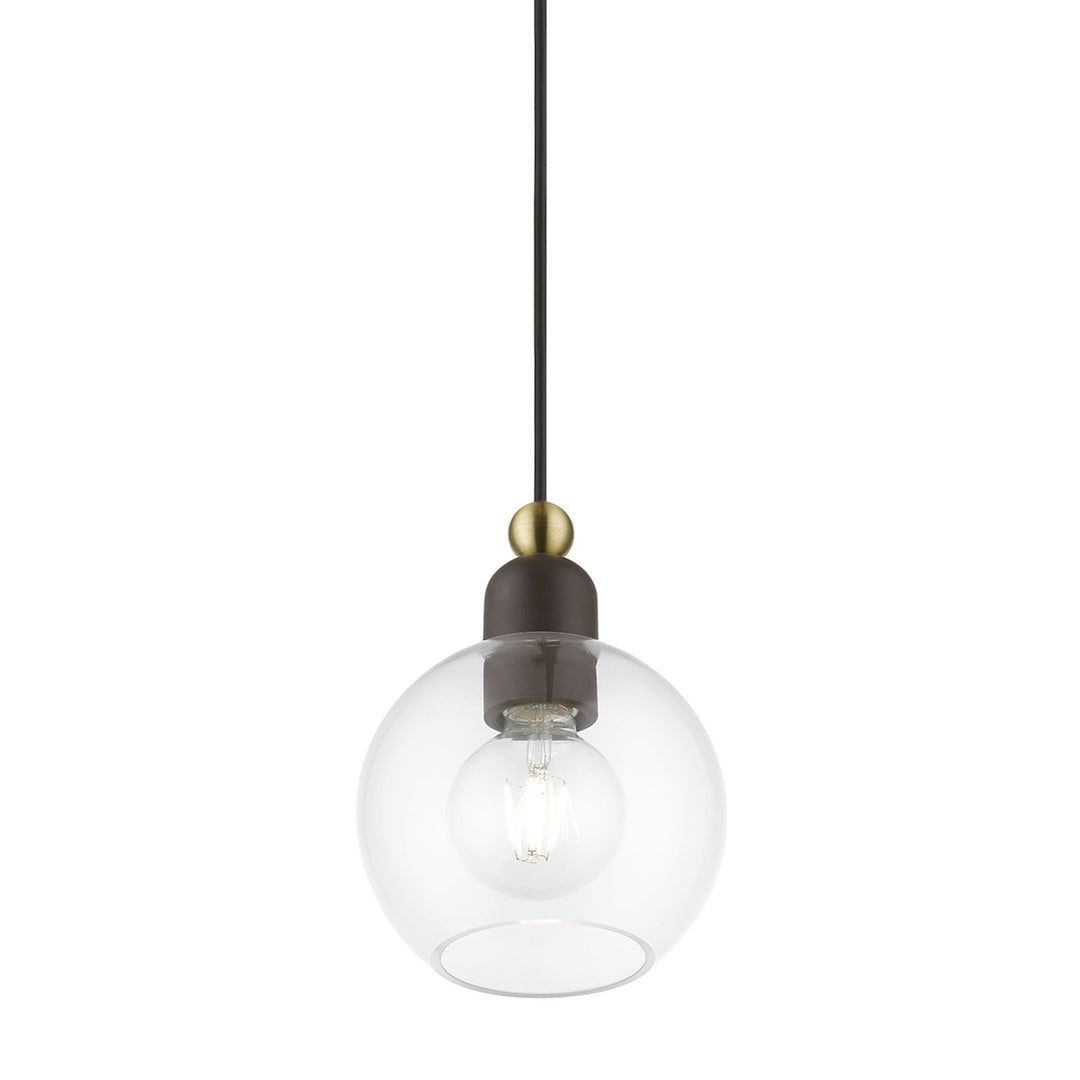 1 Light Bronze With Antique Brass Accents Sphere Mini Pendant