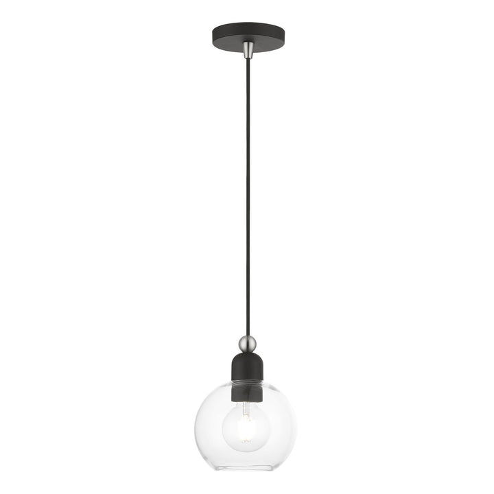 1 Light Black With Brushed Nickel Accents Sphere Mini Pendant by Livex Lighting