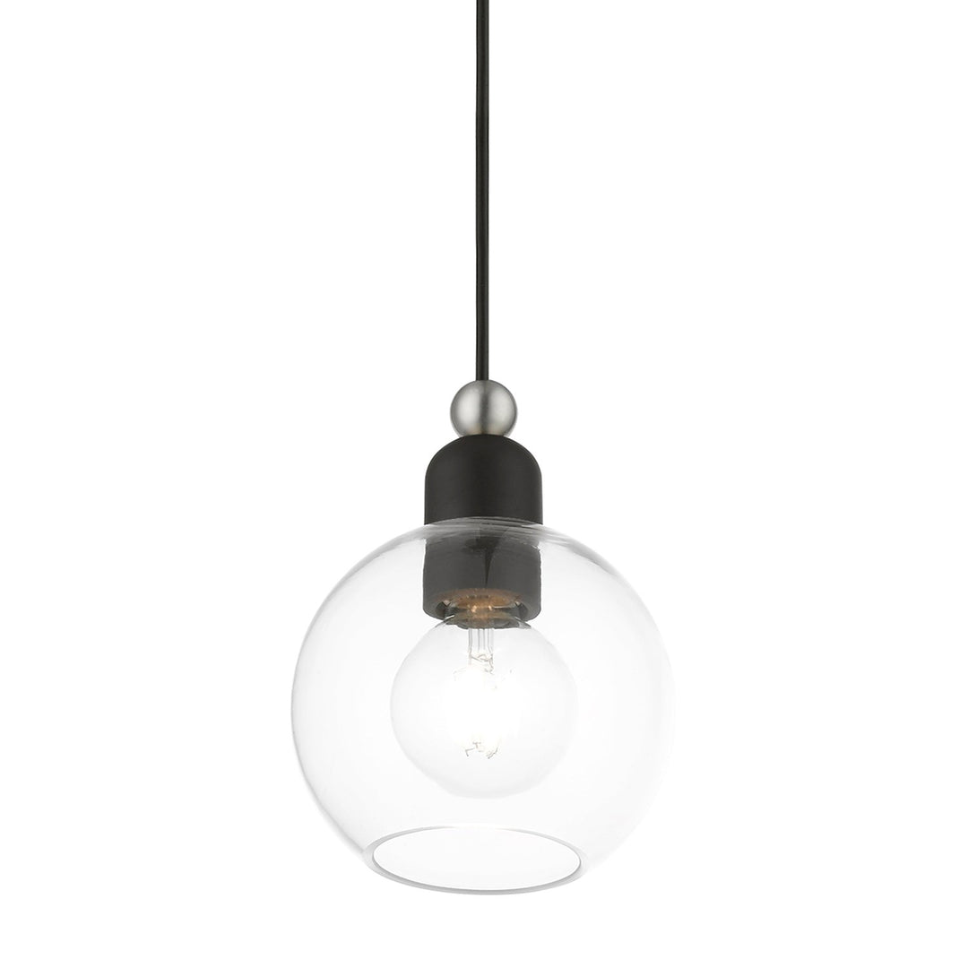 1 Light Black With Brushed Nickel Accents Sphere Mini Pendant