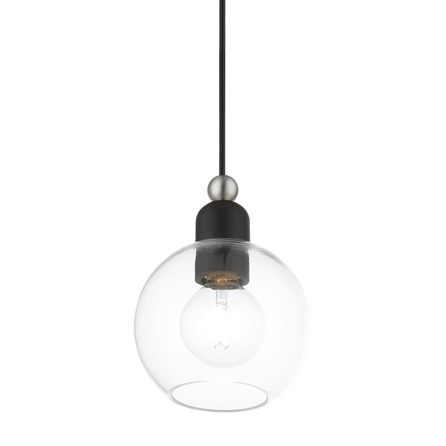 1 Light Black With Brushed Nickel Accents Sphere Mini Pendant