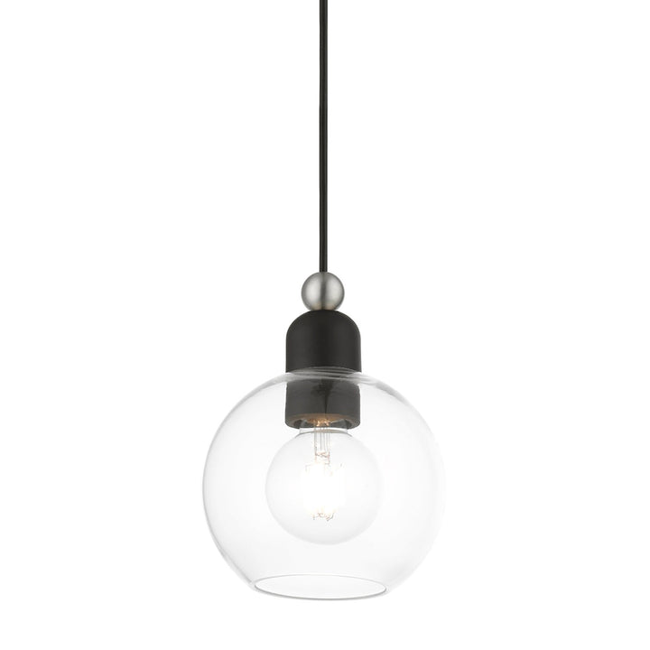 1 Light Black With Brushed Nickel Accents Sphere Mini Pendant
