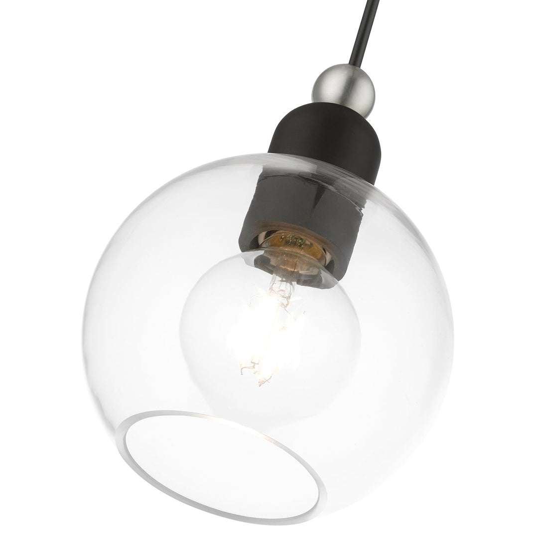 1 Light Black With Brushed Nickel Accents Sphere Mini Pendant